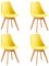 EGGREE Pack de 4 Sillas Comedor Sillas de Cocina Nórdico con Asiento Tapizado y Las piernas de Madera de Haya Maciza-Amarillo Limón