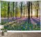 LB Wandteppich Naturlandschaft Wandtuch Grüner Baum Lila Blumen Wandbehang Sonnenschein durch den Wald Tapisserie für Wohnzimmer Schlafzimmer Wohnheim Wanddeko,150x100cm