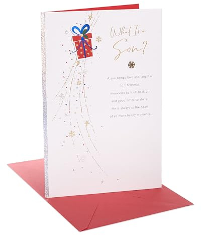 UK Greetings | Christmas Card for Son | Sentimental Design | With Envelope | Xmas Presents | Greeting Card | Him, Boys, Men | 25.4 x 16.5cm