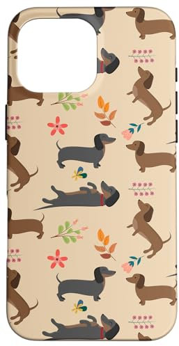 iPhone 16 Pro Max Dachshund Pattern Sausage Dog Lover Wiener Flower Pattern Case