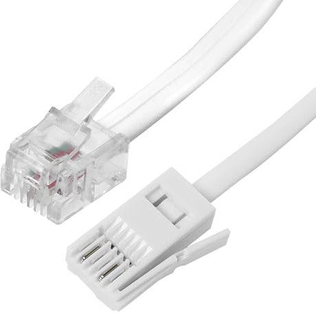 ltteea 5M BT Telephone to RJ11 Cable Phone Cable for Landline BT Plug to ADSL Modem Male 2 Pin Wire 6P2C Extension Lead for UK Landline Modem Fax Dial-Up, White