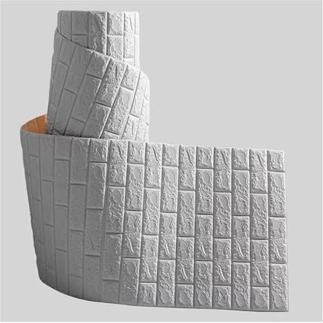 3D panneaux de mur, Papier peint imperméable effet brique blanche, épaisseur supplémentaire for cuisine, salle de bain, salon