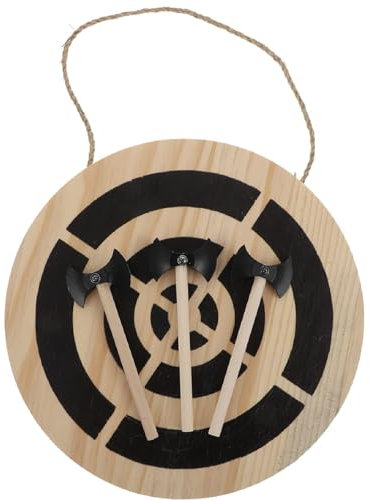 Mavdecll Wooden Pendant Dart Board, Axe Throwing Target Game Set with 3 Small Hatchets, Safe Dart Game Toy, for Game Room, Dormitory, Party, Wall Decoration