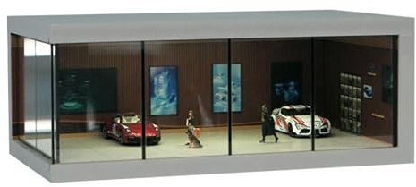 Transparente Box für Spielzeugauto, Modellauto, Modell 1/64, Sichtschrank für Autos, platzsparend, mit Licht, Organizer von Ju