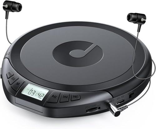 Gueray Lecteur CD Portable avec Casque Écran LCD Protection Anti-Saut Lecture HiFi Classique Fonction Mémoire Prog Lecteur CD Personnel pour Voiture Maison