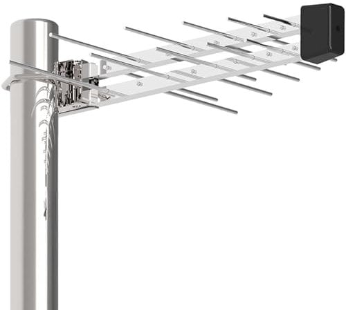 Antenna TV Esterna Potente – Antenna Digitale Terrestre Amplificata per Ricezione a Lungo Raggio, Facile Installazione, Supporta 4K 1080p VHF UHF DVB-T/DVB-T2, Cavo Coassiale da 8M