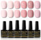 Shining She Gel Nail Polish, 6 Colors Soft Nude Pink Gel Polishes Set Soak-Off UV/LED Nail Polish Gift for Nail-Art Salon DIY Home, 8ML