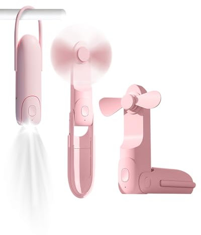 Mini Handventilator, 3-in-1 Handventilator Wiederaufladbarer USB, mit 3 Windgeschwindigkeit & Taschenlampe, Powerbank, 22 Stunden, Tragbarer Ventilator für Reisen, Büro