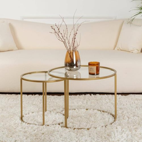 Dmora Couchtisch Abbadesse 60x60x43h cm Gold Rund