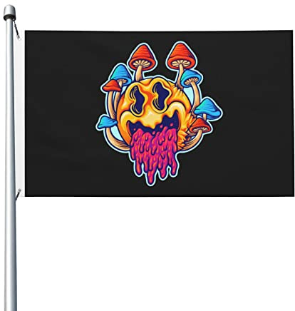 Willkommensflagge Terror Der Psychedelischen Pilze Rasenbanner Hochzeitsdekoration Willkommensflagge Personalisiert Garten Flagge Für Konzerte Bauernhaus Terrasse 90X150 CM