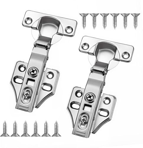 2 Stück Scharniere für Schranktüren, Schrankscharnier, Softclose Scharnier für Kleiderschrank Öffnungswinkel 110° mit Hydraulisch Feder, Topfscharnier für Küchenschrank, Kleiderschrank, Schranktür