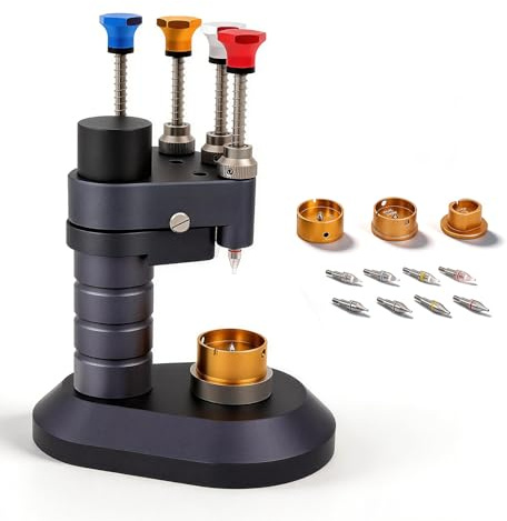 Watch Hand Setting Tool, 4 Pin Watch Hand Presser Tool High-Precision Watches Needle Loader Installation Tools w/3 Movement Bases Setting Fitting Press Needles Repair Kit for Repair Shops Watchmakers