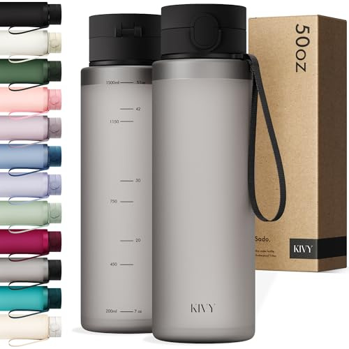 KIVY Tritan Botella de Agua 1.5L [IRROMPIBLE] - Water Bottle Sin BPA para Gimnasio, Gym & Deporte - Garrafa Reutilizable de Plástico Apto Lavavajillas - Cantimplora Deportiva, Oficina y Escuela