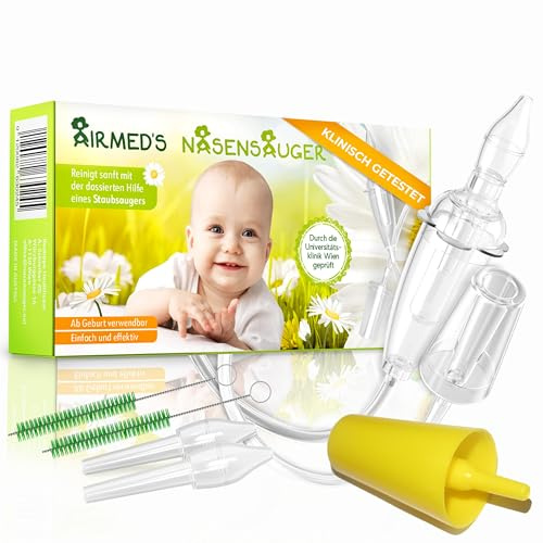 Original Airmed's Nasensauger. KLINISCH GETEST, sicher und sanft. Nasensauger Baby Komplettpaket
