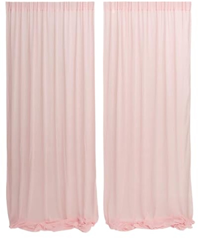 SHINEOFI Lot de 2 Voilages en Organza de Mariage Rose Poudré 200 X 160 Cm, Rideaux Décoratifs en Tulle Haute Densité, Décoration de Chaise et Toile de Fond pour Fête, Réception et