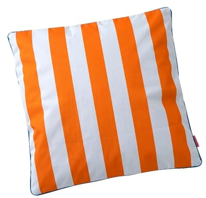 colourliving Outdoor Kissen 45x45 cm – wetterfestes Gartenkissen mit Designbezug – Zierkissen für Balkon, Terrasse & Garten – abnehmbar & waschbar – dekoratives Outdoor Sitzkissen (orange gestreift)