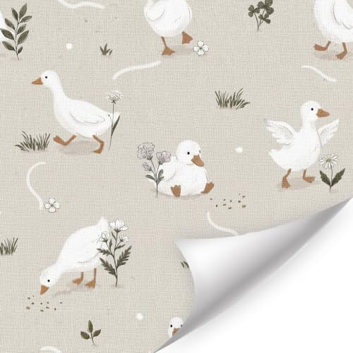 TOARTi Beige Duck Wallpaper for Kids Goose Peel and Stick Decor 44x300cm