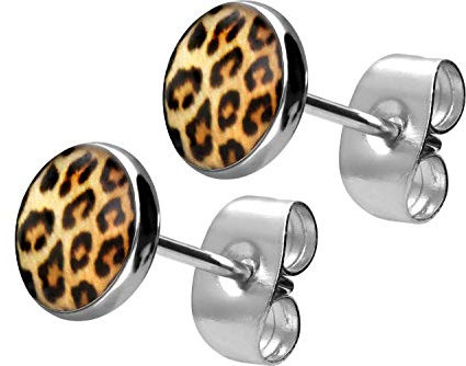 FILANGO 1 Paar Chirurgenstahl Ohrstecker Schmuck LEOPARD braun