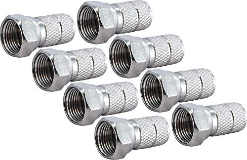Schwaiger GmbH SCHWAIGER -FST6508 531- F-Aufdrehstecker 8-er Set/ 6,5 mm Durchmesser/für Koaxialkabel/Verbindung von Stecker und Kabel/ 8 Stück/Silber, Nickel
