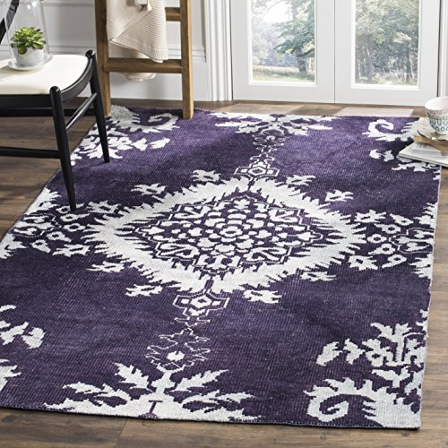 SAFAVIEH Stone Wash Collection 4' x 6' Deep Purple STW235K Hand-Knotted Medallion Premium Wool & Viscose Area Rug