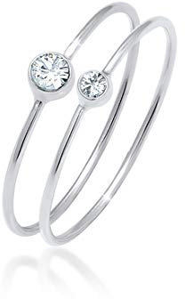 Elli Ring Damen Set Elegant Basic mit Kristallen in 925 Sterling Silber