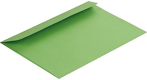 100 Stück, Farbige Briefumschläge, DIN C6, Haftklebung mit Abziehstreifen, Gerade Klappe, 120 g/qm Colorista, Ohne Fenster, Grün, Blanke Briefhüllen