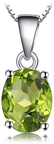 JewelryPalace Oval 1.7ct Echt Peridot Birthstone Solitaire Kette Anhänger, Schmuck Set Grün mit Stein, Halsketten Damen Silber 925 Collier Edelstein Mädchen, Ketten für Frauen Geschenk 45CM