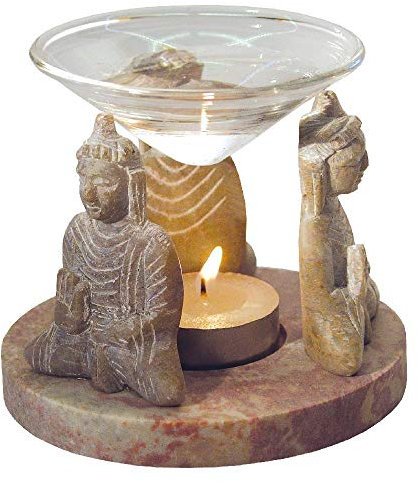 Aromalampe 3 Buddhas Speckstein 10 x 9 cm