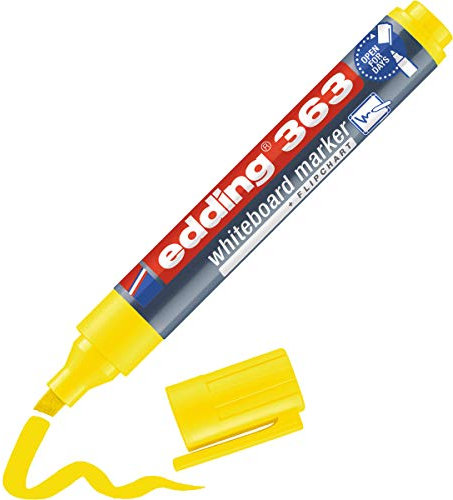 edding 363 Whiteboardmarker - gelb - 1 Whiteboard Stift - Keilspitze 1-5 mm - Boardmarker abwischbar - für Whiteboard, Flipchart, Magnettafel, Pinnwand, Memoboard - Sketchnotes