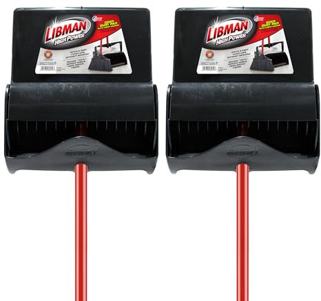 Libman Commercial 919 Lobby Staub Pfanne und Besen Set (Offene Deckel), 104,1 cm Länge, 30,5 cm Breite, Schwarz/Rot (2 Stück)