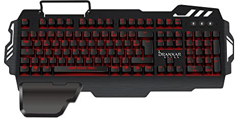 Konix Drakkar Kabelgebundene semi-mechanische Gaming-Tastatur Bifrost AZERTY - 105 Tasten - Rote Hintergrundbeleuchtung - Anti-Ghosting