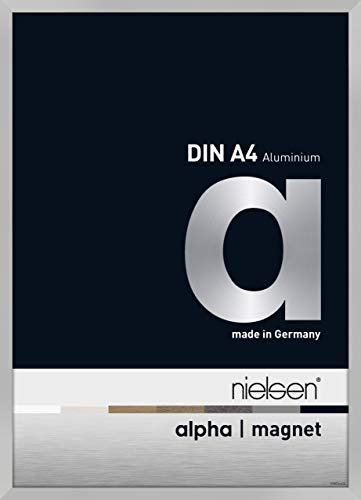 nielsen Bilderrahmen, 21 x 29,7 cm (A4), Aluminium, Silber matt, Dokumentenrahmen zum Aufhängen im Hoch- & Querformat, bruchsicheres Kunstglas, Alpha mit Magnet Acryl