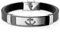 Bungsa Armband Schwarzer Anker aus Silikon Schwarz - mit Silberner Edelstahlplatte & Klickverschluss - Herren-Armband für Männer