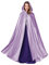BEAUTELICATE Umhang Damen mit Kapuze Satin Cape Mantel Lang für Hochzeit Brautkleid Fasching Halloween Kostüm Mittelalter Robe Vampir Hexen (Hell Violett, Einheitsgröße)