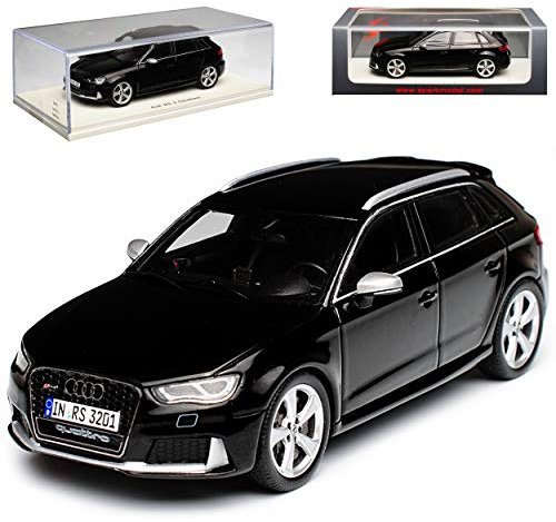 Spark A-U-D-I A3 8V RS3 Sportback 5 Türer Schwarz Modell Ab 2012 1/43 Modell Auto mit individiuellem Wunschkennzeichen