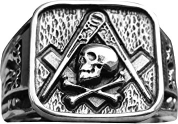 Neu Freimaurer Schädel Ring Sterling Silber 925 Herren Schmuck Juwelen Silverzone77