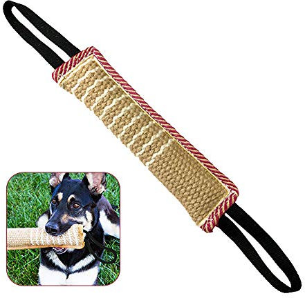 Dog Tug Toy, Dog Bite Jute Pillow Pull Toy with 2 Rope Handles, Fits for Tug of War, Puppy Training Interactive Play, Interactive Toys for Medium to Large Dogs
