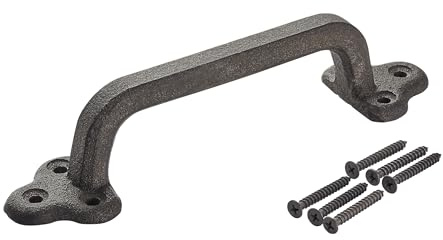 SOTECH Eisen Scheunentorgriff Türgriff B1 Länge 227 mm Höhe 50 mm Schmiedeeisen Türklinke Handgriff Schwarz Torgriff Stahltürzug Haltegriff Griff Türbeschlag Torbeschlag Schiebtür Möbelgriff