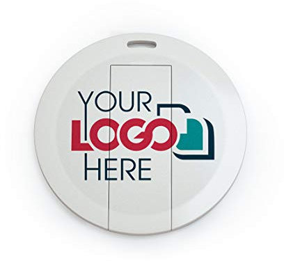 Possibox Memoria USB 1GB Personalizada Tarjeta USB Redonda con Logotipo/Texto - al por Mayor - USB 2.0 Blanco, 50 Piezas