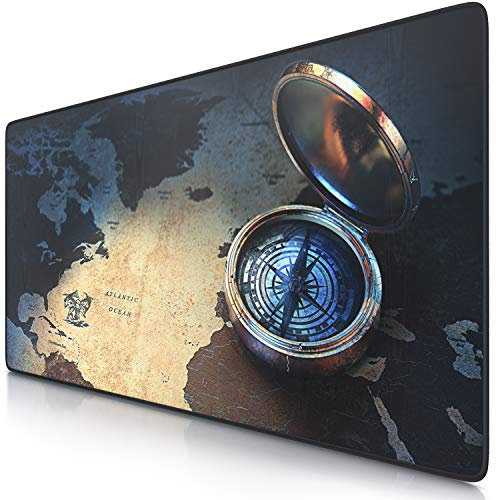 TITANWOLF Tapis de Souris Bousole Gamer 900x400mm - Sousmain Bureau - Taille Large XXL - Surface en Tissu, Base antidérapante - Précision, Vitesse, Confort - pour Tous Types de Souris et Clavier