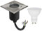 JungesLicht LED Bodeneinbaustrahler Alfa Mini IP67 Quadratisch Edelstahl 2000kg Belastbar, 5Watt GU10 400Lumen Warmweiß 230Volt, Abdeckung 100x100mm, benötigter Lochausschnitt 82mm, Tiefe 100mm