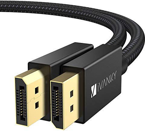 IVANKY DisplayPort 1.4 Kabel 1M, DisplayPort 1.4 Kabel (8K@60Hz, 4K@144Hz und 4K@60Hz), DP Kabel geeignet für Monitor,Gaming-Grafikkarte - 1M/ Schwarz(Verschlussfrei & aus Nylongeflecht)