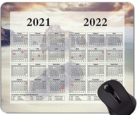 Buntes Jahr 2021-2022 Kalender-Maus-Pad, Seestück mit Felsen in Ozean-Mauspads