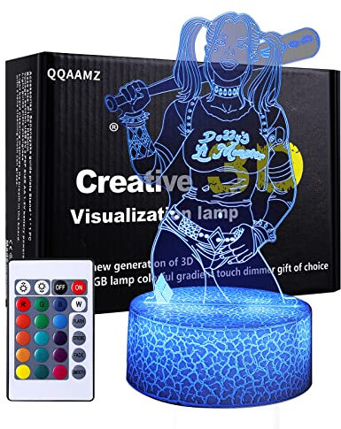 QQAAMZ Anime Harley Quinn 3dled Nachtlicht 16 Farben Usb Touch Fernbedienung Lampe Monster Comedy Grill Schreibtischlampe Ist Das Beste Geburtstagsgeschenk Für Freunde