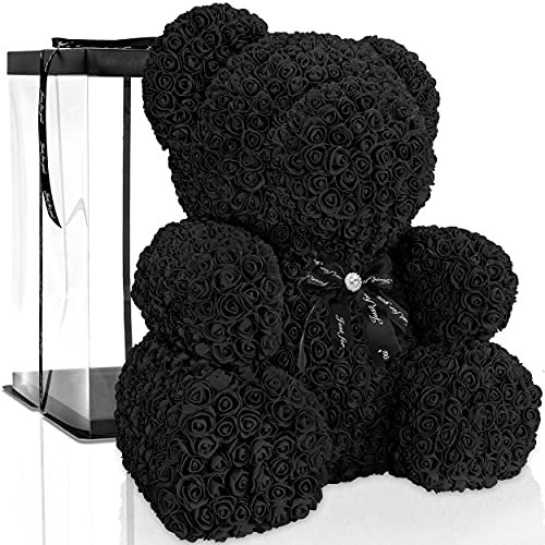 ROSEBEAR Blumenbär mit Geschenkbox - Teddy aus ewigen Rosen - Geschenk für Ihn & Sie zum Jahrestag Geburtstag Muttertag Hochzeitstag