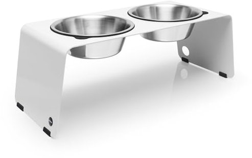 Jaska ARC Hundebar erhöhter Futternapf Futterstation aus Edelstahl und Stahl (Weiß, XL)