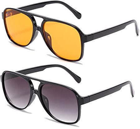 kimorn Sunglasses For Women Men Classic Vintage Large Frame Yellow Lens Retro 70s Shades K1017 (Yellow Black)
