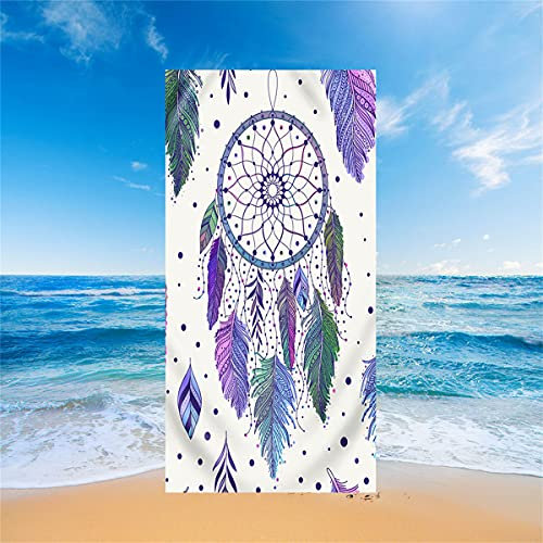 Große Strandtücher 3D Indian Feather Dream Catcher Für Erwachsene Männer Kinder Teens Jungen Mikrofaser Leicht XL XXL Badetücher Badetücher Decke Übergröße Schnell Trocknend (Farbe 3,100 x 180 cm)