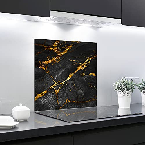 Crédence en verre trempé résistant à la chaleur - Décoration - 60 x 65 cm - 4 mm d'épaisseur - Parfait derrière les cuisinières à gaz, céramique et induction - Facile à nettoyer et à suspendre