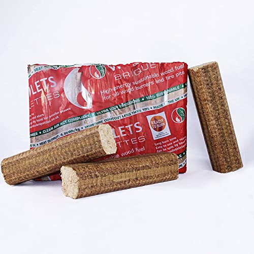 AMOS Woodlets Briquettes [12 Units] - Easy to Use, Premium-Grade, Long Burn Time Sustainable Wood Fuel for Open Fires & Multi-Stoves | Outdoor Cooking Fuel & Fire Starters